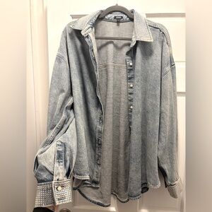 Studded Denim Long Sleeve Shirt / Jacket